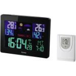 Estación meteorológica - Hama Color EWS-1400, Reloj DCF inalámbrico, Pronóstico en 5 símbolos, Negro