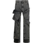 Jeans stretch orgánicos negros de algodón con logo talla 7XL de materiales sostenibles para hombre 
