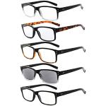 Eyekepper Pack de 5 Gafas de Lectura para Hombre y Mujer Retro Plástico Bisagras de Resorte, Incluye Unas Gafas de Sol con Lentes Grises +1.50