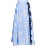 Faldas cruzadas azules de algodón floreadas con volantes con motivo de flores talla L para mujer 