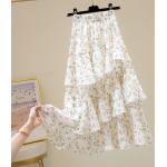 Faldas asimétricas blancas de poliester de verano tallas grandes floreadas asimétrico con motivo de flores talla XXL para mujer 
