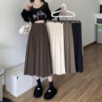 Faldas plisadas marrones de poliester de invierno maxi vintage talla XL para mujer 
