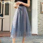 Faldas azules de tul de cintura alta de verano maxi informales con lunares Talla Única para mujer 