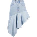 Faldas vaqueras azules de algodón rebajadas con logo Off-White con volantes talla L para mujer 