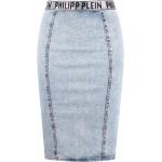 Faldas tubo azules de poliester rebajadas con logo Philipp Plein para mujer 