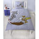 Familando Juego de ropa de cama de Tom y Jerry, 135 x 200 cm, 80 x 80 cm, 100% algodón con cremallera, para niños y niñas