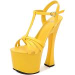Zapatos amarillos de goma con plataforma de punta abierta con tacón de 7 a 9cm formales talla 37 para mujer 