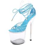 Sandalias azules de goma de tiras con tacón de aguja con tacón de 7 a 9cm talla 42 para mujer 