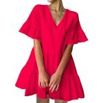 Vestidos cortos rojos mini de carácter romántico con volantes talla M para mujer 