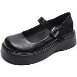 Zapatos negros con plataforma de invierno para navidad con hebilla de punta redonda formales talla 43 para mujer 