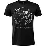Fashion UK Camiseta The Witcher Oficial Logo Frontal Negro 100% Algodón. Adulto Niño, Negro , L