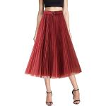 Faldas plisadas rojas de poliester de verano mini de carácter romántico floreadas con volantes Talla Única para mujer 