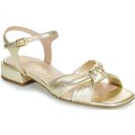 Sandalias doradas de cuero rebajadas de verano con tacón hasta 3cm Fericelli talla 35 para mujer 