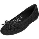 Calzado de calle negro de punta redonda con tacón hasta 3cm con crochet talla 39 para mujer 