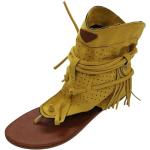 Sandalias amarillas tipo botín de punta abierta vintage con borlas talla 35 infantiles 