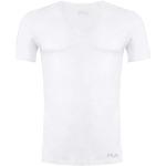 Camisetas blancas de algodón de manga corta rebajadas tallas grandes manga corta con escote V con logo Fila talla XXL para hombre 