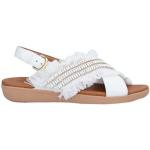 Sandalias blancas de goma de cuero con hebilla FitFlop con flecos talla 38 para mujer 