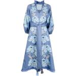 Vestidos azules de lino de lino por el tobillo floreados talla XL para mujer 