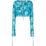 Blusas azules de gasa de manga larga rebajadas manga larga floreadas Rotate con lazo con motivo de flores talla M de materiales sostenibles para mujer 
