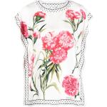 Blusas blancas de seda de lunares  rebajadas manga corta con cuello redondo con lunares Dolce & Gabbana con motivo de flores talla XL para mujer 