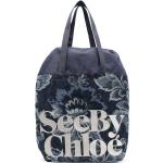 Bolsos azules de poliester de moda con logo Chloé See by Chloé con motivo de flores para mujer 