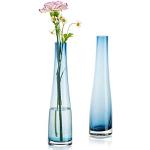 Floreros azules de vidrio vintage floreados 