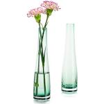 Floreros verdes de vidrio vintage floreados 