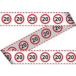 Folat-Cinta de barrera para fiestas (15 m, número 20), color rojo/blanco, Länge: 15m Breite: 7,5cm (28420)