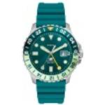 Relojes verdes de silicona de pulsera impermeables con GMT / Dual Tiempo edición limitada 24h Fossil 