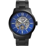 Relojes negros de acero inoxidable de pulsera impermeables Automático con logo Fossil para hombre 
