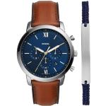 Relojes azul marino de acero inoxidable de pulsera impermeables con logo Fossil para hombre 