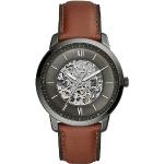 Relojes grises de acero inoxidable de pulsera rebajados impermeables Automático con correa de piel Fossil para hombre 