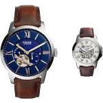 Relojes azules de acero inoxidable de pulsera rebajados impermeables Automático con correa de acero Fossil Townsman para hombre 