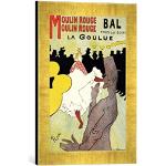 ' – Fotografía enmarcada de de Henri de Toulouse Lautrec "Reprod uction of a poster advertising' La Goulue 'at the Moulin Rouge, Paris, de impresión en alta calidad handgefertigten imágenes de marco, 30 x 40 cm, Oro raya
