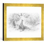 ' – Fotografía enmarcada de Gustave Después de Dore "The Crow and the fox, from' Fables 'by Jean de la Fontaine (1621 – 95), de impresión en alta calidad handgefertigten imágenes de marco, 40 x 30 cm, Oro raya