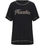 Camisetas negras de algodón de manga corta rebajadas manga corta con cuello redondo de punto FRANKIE MORELLO con tachuelas talla XS para mujer 