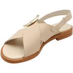 Frau 86P9 oyster beige scarpe sandali donna pelle fibbia incrocio elastico 39