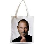 French Unicorn Tote bag - Bolso de compras con foto de Steve Jobs Pensif CEO inventor American Color, blanco, 38 x 42 cm