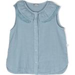 Camisas azules de algodón de lino  rebajadas sin mangas IL GUFO talla XS para mujer 