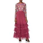 Frock and Frill Long Sleeve Embroidered Maxi Dress with Ruffle Skirt Vestido de cctel, Frutas del Bosque, 40 para Mujer