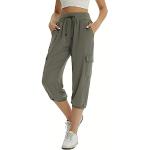 Pantalones grises capri fitness rebajados de verano ancho W44 informales de punto talla 3XL para mujer 