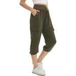 Pantalones verdes capri fitness rebajados de verano ancho W38 informales de punto talla XL para mujer 