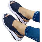 Sandalias azules de piel con plataforma de invierno de punta abierta informales talla 39 para mujer 