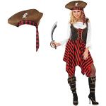 Disfraces rojos de pirata con rayas talla XL para mujer 