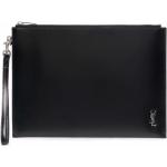 Fundas iPad negras de cuero con logo Saint Laurent Paris para hombre 