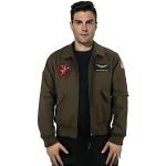 Funhoo Chaqueta de bombardero para hombre con parches Tom Cruise Jet Pilot Flying Maverick Aviator Chaqueta de algodón Traje de cosplay (M, Verde)