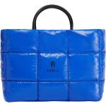 Tote bags azules de tela rebajadas con logo FURLA con tachuelas para mujer 
