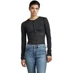 Camisetas estampada negras rebajadas manga larga con cuello redondo G-Star Raw talla XL para mujer 