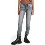 Jeans pitillos grises rebajados ancho W24 G-Star Lynn desteñido para mujer 