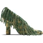 Zapatos verdes de cuero de tacón con tacón cuadrado con logo Burberry con flecos talla 39 para mujer 